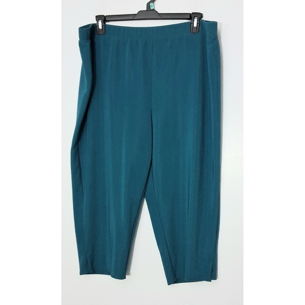 Susan Graver Capri Pants Women's Size 2X Teal Blue Lustra Knit Pull-on Pre-owned